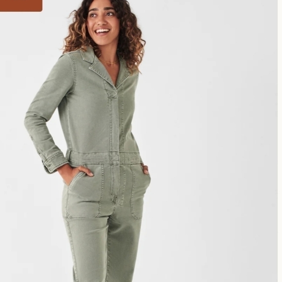 Faherty Overland Twill Jumpsuit olive XS NWT - Picture 1 of 10
